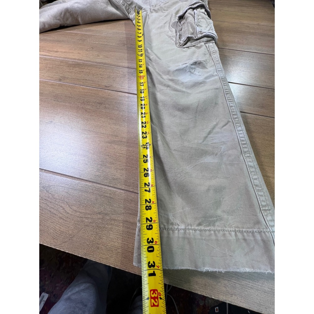American Eagle Outfitters Mens Khaki Cargo Pants Relaxed Fit Distressed Sz 34x31 - Picture 5 of 10